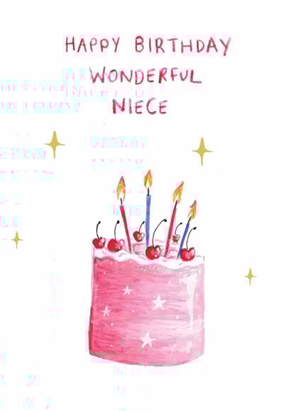 Classic Birthday Card - Wonderful Niece - Cake created by HCD Illustration