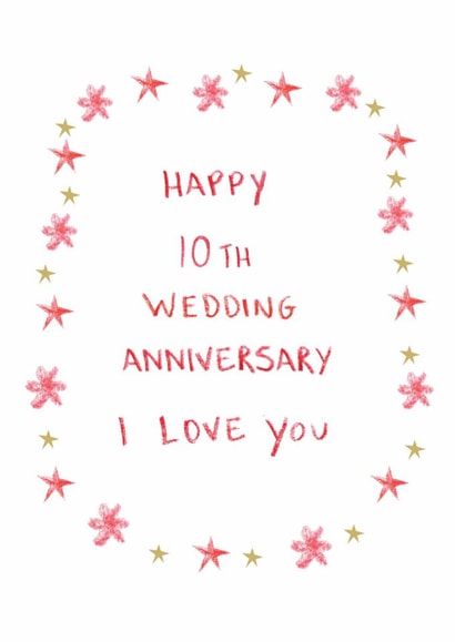 Classic Anniversary Card - 10th - I Love You created by HCD Illustration