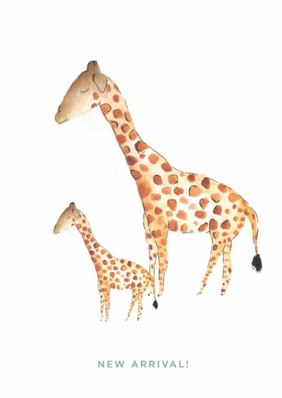 Cute New Baby Card - Giraffes - New Arrival created by Fiona Fawcett