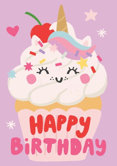 Magical Unicorn Cupcake Birthday Card – Cute & Whimsical Celebration created by by Rosie Banton