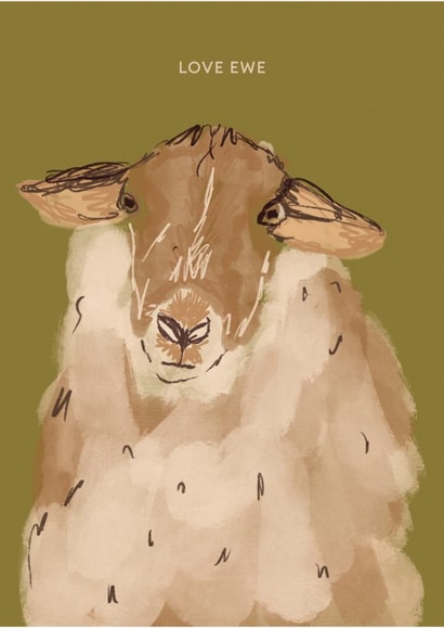 Cute Anniversary/Valentine's Day Card - Sheep - Love Ewe created by Fiona Fawcett