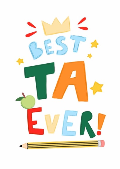 Classic Thank You Card - Best TA Ever! - For Teaching Assistant created by Maddy Moon