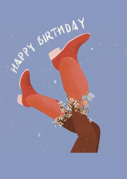 Fun Birthday Card - For Her - Cowboy Boots created by @JessRoseDraws
