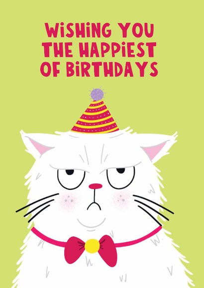 Cute Birthday Card - Grumpy Cat - Wishing You The Happiest Of Birthdays created by Lucy Maggie Designs
