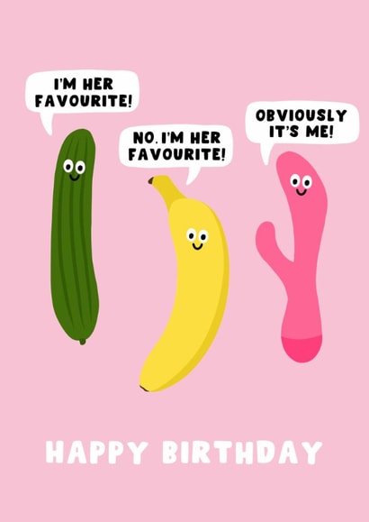 Rude Birthday Card - For Her - Her Favourite Toy created by Pink Peach Cards