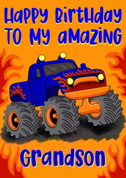Classic Birthday Card - For Grandson - Monster Truck created by Lois Fitzy
