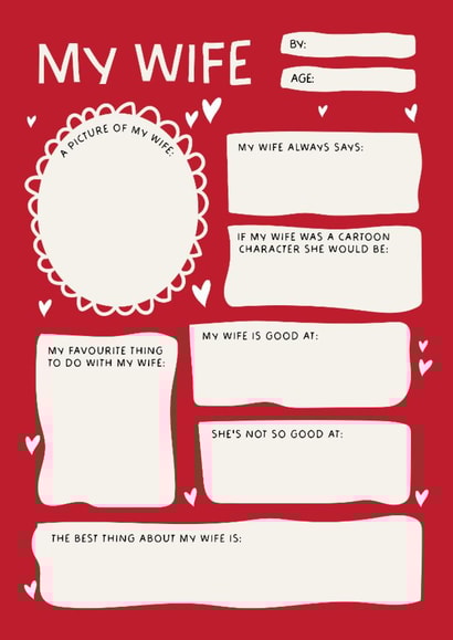 Funny Anniversary Card - For Wife - Interactive - Fill In The Blanks created by Puns and Needles