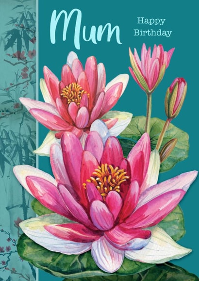 Traditional Birthday Card - For Mum - Pink Lilies created by Rocket68