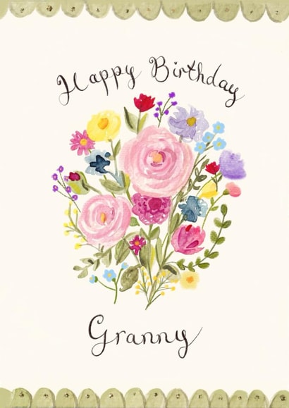 Traditional Birthday Card - For Granny - Pretty Floral Bouquet created by Love Lucy Illustration