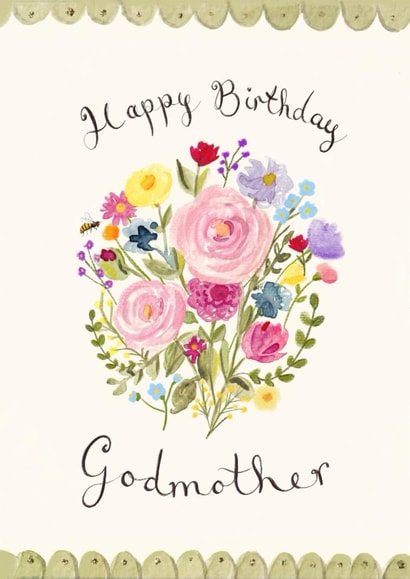 Traditional Birthday Card - For Godmother - Pretty Floral Bouquet created by Love Lucy Illustration