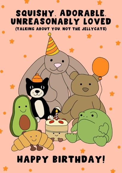 Jellycat Birthday Card - Squishy JellyCat - Adorable created by Pink Peach Cards