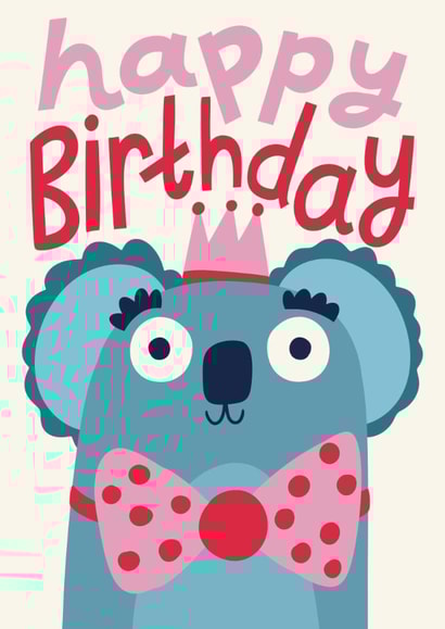 Cute Birthday Card - Party Koala created by Christine Cuddihy Illustration