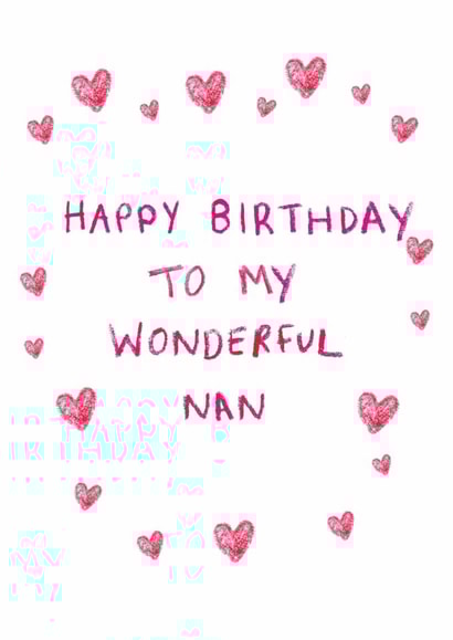 Classic Birthday Card - Wonderful Nan - Hearts created by HCD Illustration