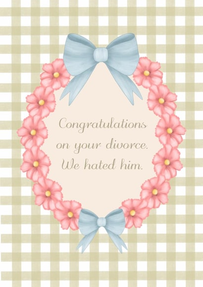 Funny divorce card for her created by Nika Venturini