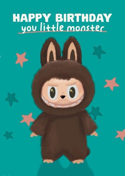 Cute Birthday Card - Labubu Doll - Little Monster created by Giddy Kipper