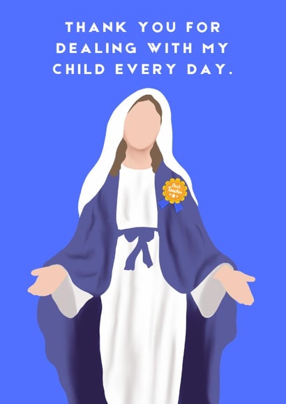 Funny thank you card for teacher with the patience of a saint! created by Helen Taylor Photography & Design