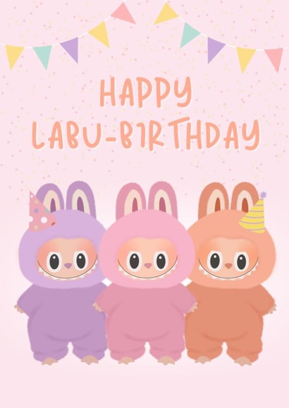 Cute Birthday Card - Labubu - Dolls created by Blush Boulevard