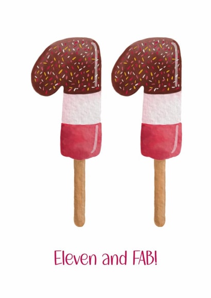 Classic Birthday Card - 11th - Fab Lolly created by Treasure and Blossom