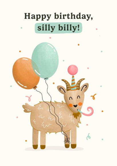 Cute Birthday Card - Silly Billy - Party Goat created by Abbie Imagine