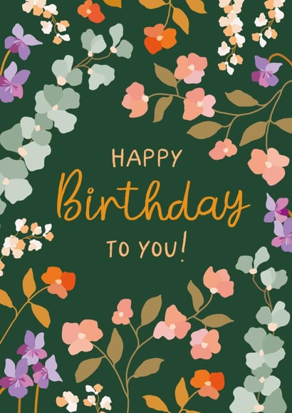 Classic Birthday Card - Dark Green Florals created by The Pattern Press