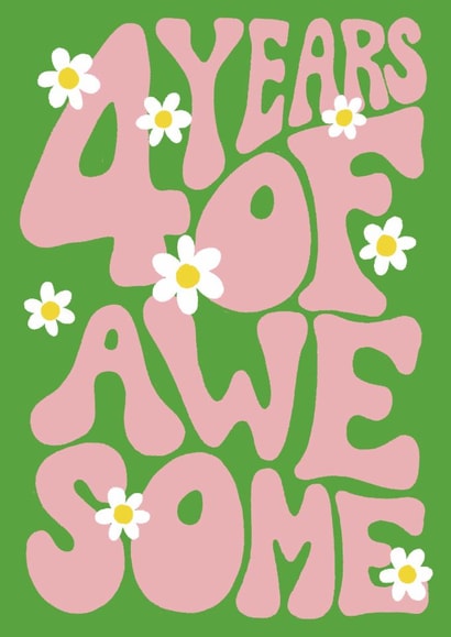 Cute 4th birthday card - awesome daisy flower card for a four year old girl created by Rebecca McConnachie