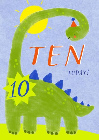 Cute Birthday Card - 10th - Dinosaur created by Juniper and Rose Studio