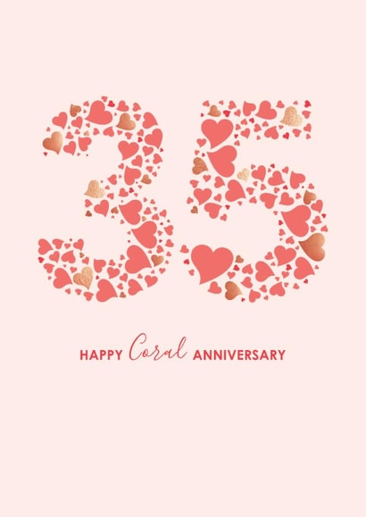 Traditional Anniversary Card - 35th - Coral created by mrs L cards