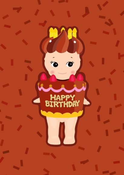 Cute Birthday Card - Sonny Angel - Happy Birthday Cake - Chocolate created by Pink Peach Cards