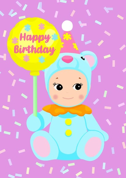 Cute Birthday Card - Sonny Angel - Happy Birthday Balloon created by Pink Peach Cards