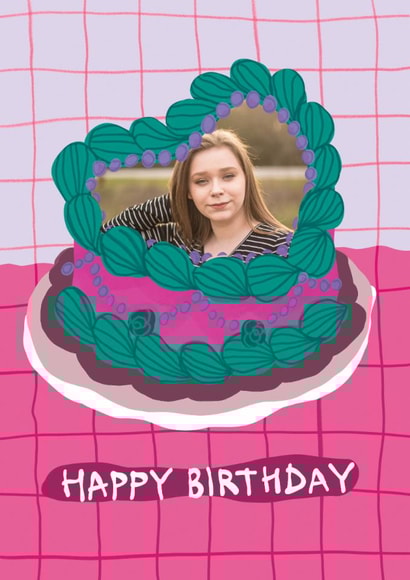 Fun Birthday Card - Cake - Heart - For Her created by The Playful Indian