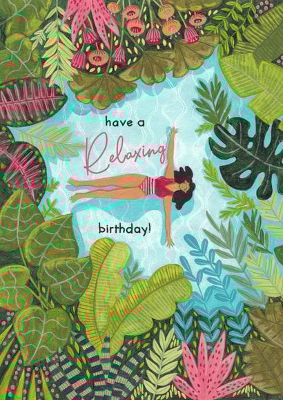 Pretty Birthday Card - For Her - Swimming - Relaxing created by Caroline Bonne Müller