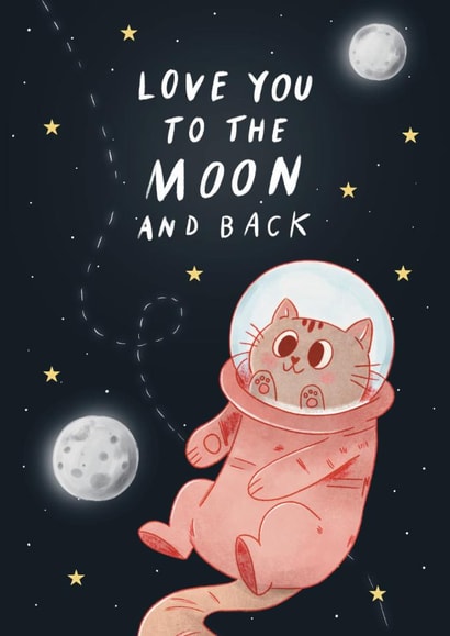 Cute Anniversary/Valentine's Day Card - Love You To The Moon And Back - Stars created by Thayna Oliveira