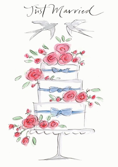 Pretty Wedding Card - Cake With Roses created by Gabrielle Solly Illustration