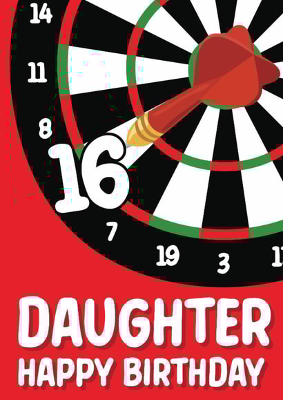 Fun 16th Birthday Card - For Daughter - Darts Board created by Quinton cards