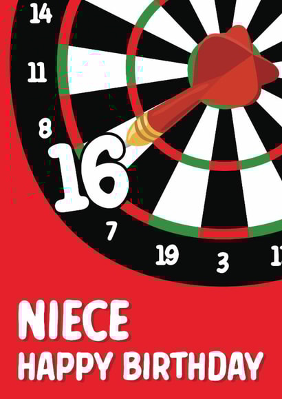 Fun 16th Birthday Card - For Niece - Dart Board created by Quinton cards