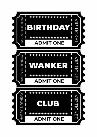 Rude Birthday Card - For Him - Birthday Wanker Club created by Sweary Fairy Prints