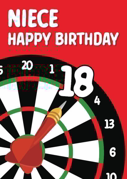 Fun 18th Birthday Card - For Niece - Dart Board created by Quinton cards