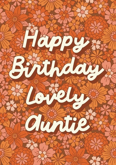 Classic Birthday Card - Lovely Auntie - Retro Florals created by Choo Choo