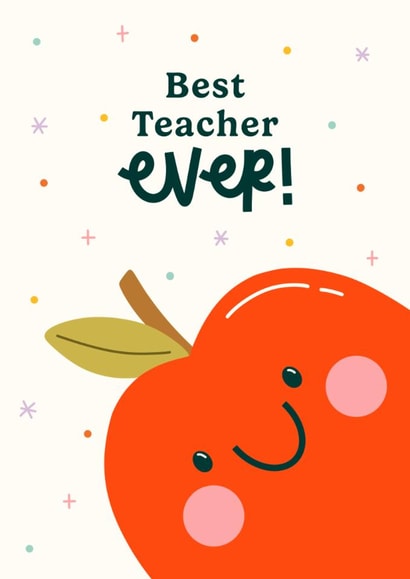 Cute Thank You Card - Best Teacher - Smiley Apple created by Abbie Imagine