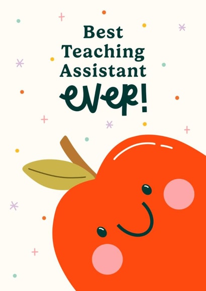 Cute Thank You Card - Best Teaching Assistant - Smiley Apple created by Abbie Imagine