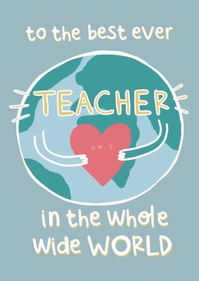 Cute Thank You Card - Best Teacher In The World created by Belly Flops 