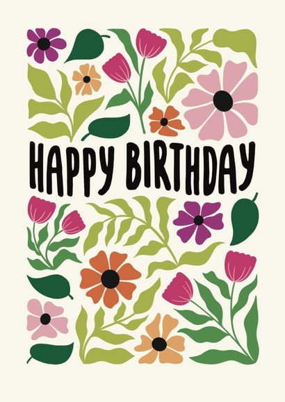 Pretty Birthday Card - Modern Florals created by Kirsty Miller