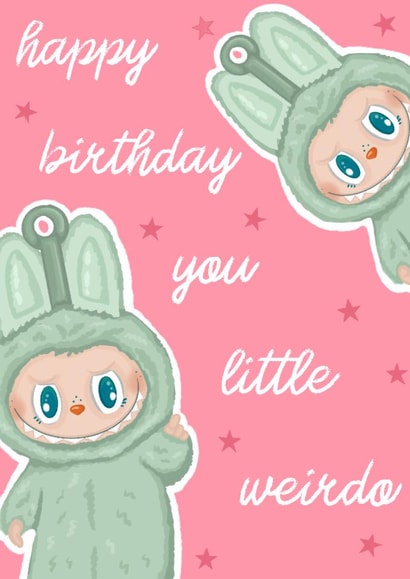 Cute Birthday Card - Labubu - Little Weirdo created by byRosybum