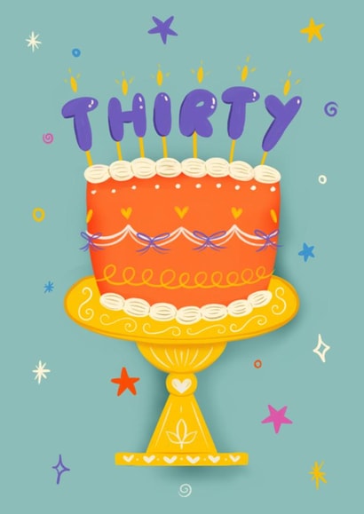 Classic Birthday Card - 30th - Colourful Cake created by Kamiya Chirodian