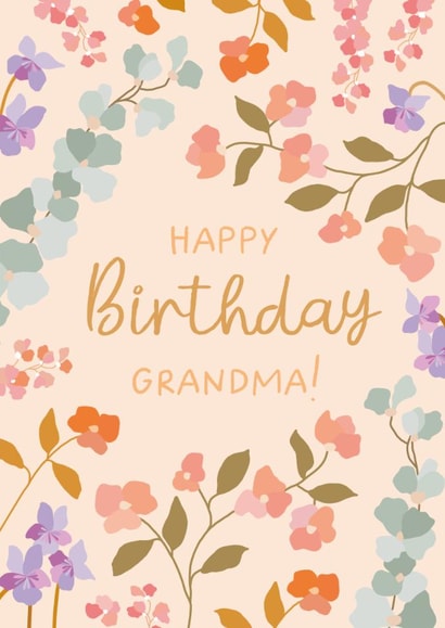 Pretty Birthday Card - For Grandma - Flowers created by The Pattern Press