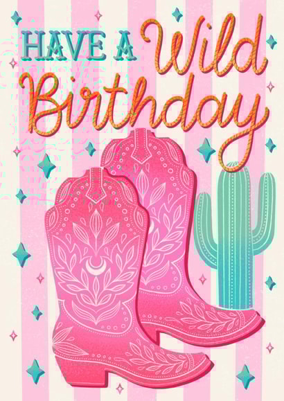 Arty Birthday Card - Cowgirl Boots created by Alice Griffiths Illustration
