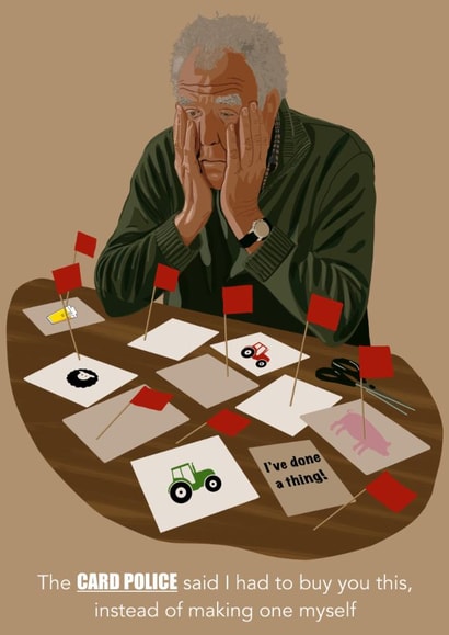 Funny card for any fan of Jeremy Clarkson and his antics on Diddly Squat Farm. created by FoldupBiscuit