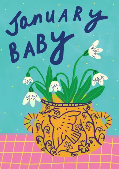 Pretty New Baby Card - January Baby - Snowdrops created by Kerrie McNeill