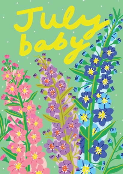 Pretty New Baby Card - July Baby - Delphinium created by Kerrie McNeill