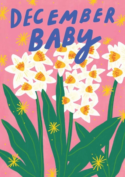 Pretty New Baby Card - December Baby - Narcissus created by Kerrie McNeill